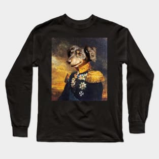 Walter Portrait (Retro Dog Military Painting) Long Sleeve T-Shirt